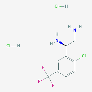 molecular formula C9H12Cl3F3N2 B15235129 (1R)-1-[2-Chloro-5-(trifluoromethyl)phenyl]ethane-1,2-diamine 2hcl 