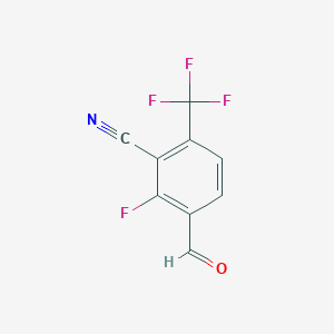 molecular formula C9H3F4NO B15235158 2-Fluoro-3-formyl-6-(trifluoromethyl)benzonitrile 