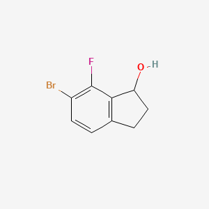 molecular formula C9H8BrFO B15235204 6-Bromo-7-fluoro-2,3-dihydro-1H-inden-1-OL 