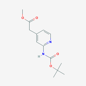 molecular formula C13H18N2O4 B1523524 Acétate de méthyle 2-(2-((tert-butoxycarbonyl)amino)pyridin-4-yl) CAS No. 1260890-57-0