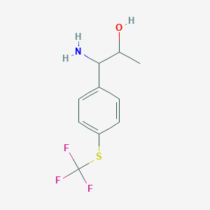 molecular formula C10H12F3NOS B15235284 1-Amino-1-[4-(trifluoromethylthio)phenyl]propan-2-OL 