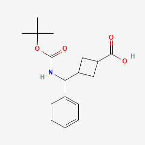 molecular formula C17H23NO4 B15235312 3-(((Tert-butoxycarbonyl)amino)(phenyl)methyl)cyclobutane-1-carboxylic acid 