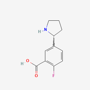 molecular formula C11H12FNO2 B15235326 (R)-2-Fluoro-5-(pyrrolidin-2-YL)benzoicacidhcl 