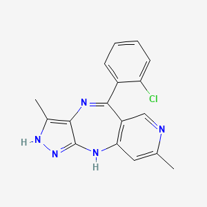 molecular formula C17H14ClN5 B15235396 9-(2-Chlorophenyl)-6,13-dimethyl-2,4,5,8,12-pentazatricyclo[8.4.0.03,7]tetradeca-1(10),3,6,8,11,13-hexaene 