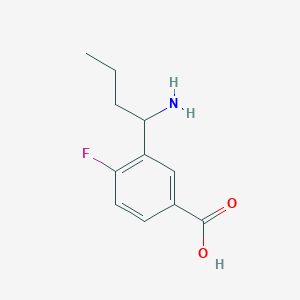 molecular formula C11H14FNO2 B15235526 3-(1-Aminobutyl)-4-fluorobenzoicacidhcl 