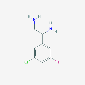 molecular formula C8H10ClFN2 B15235690 1-(3-Chloro-5-fluorophenyl)ethane-1,2-diamine 