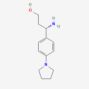 molecular formula C13H20N2O B15235753 (3S)-3-Amino-3-(4-pyrrolidinylphenyl)propan-1-OL 