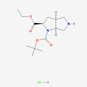 molecular formula C14H25ClN2O4 B15235871 Racemic-(2R,3aR,6aR)-1-tert-butyl 2-ethyl hexahydropyrrolo[3,4-b]pyrrole-1,2(2H)-dicarboxylate 