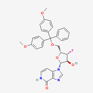 molecular formula C32H30FN3O6 B15235916 1-((2R,3S,4R,5R)-5-((Bis(4-methoxyphenyl)(phenyl)methoxy)methyl)-4-fluoro-3-hydroxytetrahydrofuran-2-YL)-1,5-dihydro-4H-imidazo[4,5-C]pyridin-4-one 