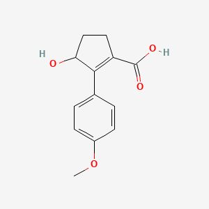 molecular formula C13H14O4 B15235990 3-Hydroxy-2-(4-methoxyphenyl)cyclopent-1-ene-1-carboxylic acid 