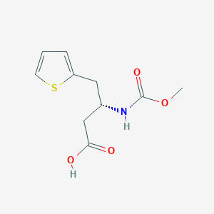 molecular formula C10H13NO4S B15236051 (R)-3-((Methoxycarbonyl)amino)-4-(thiophen-2-YL)butanoic acid 