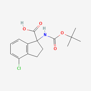 molecular formula C15H18ClNO4 B15236164 1-((Tert-butoxycarbonyl)amino)-4-chloro-2,3-dihydro-1H-indene-1-carboxylic acid 