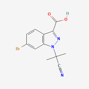 molecular formula C12H10BrN3O2 B15236213 6-Bromo-1-(2-cyanopropan-2-YL)-1H-indazole-3-carboxylic acid 