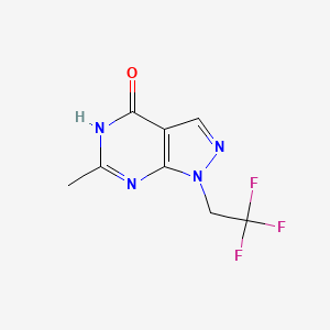 molecular formula C8H7F3N4O B15236232 6-Methyl-1-(2,2,2-trifluoroethyl)-1,5-dihydro-4H-pyrazolo[3,4-D]pyrimidin-4-one 