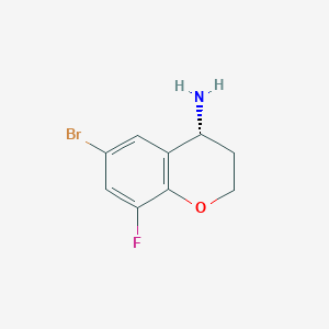 molecular formula C9H9BrFNO B15236239 (R)-6-Bromo-8-fluorochroman-4-amine 