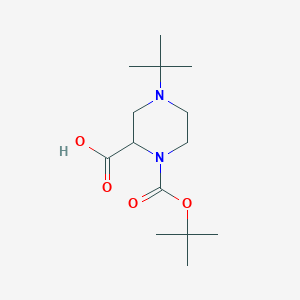 molecular formula C14H26N2O4 B1523626 1-(Tert-butoxycarbonyl)-4-tert-butylpiperazine-2-carboxylic acid CAS No. 894802-56-3