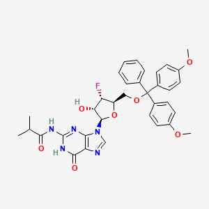 molecular formula C35H36FN5O7 B15236299 N-(9-((2R,3S,4S,5R)-5-((Bis(4-methoxyphenyl)(phenyl)methoxy)methyl)-4-fluoro-3-hydroxytetrahydrofuran-2-YL)-6-oxo-6,9-dihydro-1H-purin-2-YL)isobutyramide 