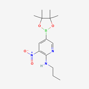 molecular formula C14H22BN3O4 B15236375 3-Nitro-N-propyl-5-(tetramethyl-1,3,2-dioxaborolan-2-yl)pyridin-2-amine 