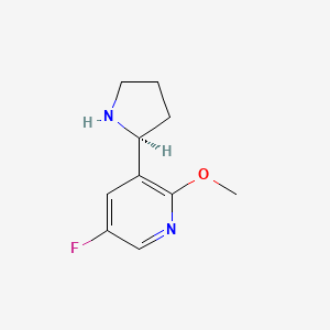 molecular formula C10H13FN2O B15236435 3-((2S)Pyrrolidin-2-YL)-5-fluoro-2-methoxypyridine 