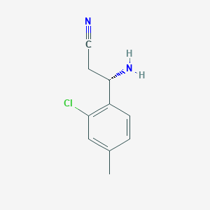 molecular formula C10H11ClN2 B15236495 (3S)-3-Amino-3-(2-chloro-4-methylphenyl)propanenitrile 