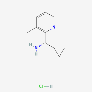 molecular formula C10H15ClN2 B15236549 (1S)Cyclopropyl(3-methyl(2-pyridyl))methylaminehcl 