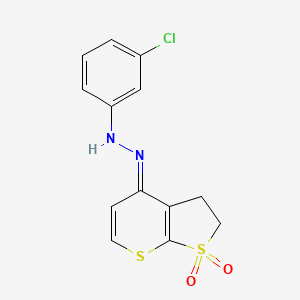 4-(2-(3-Chlorophenyl)hydrazono)-2,3-dihydro-4H-thieno[2,3-b]thiopyran 1,1-dioxide