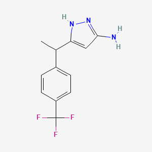 molecular formula C12H12F3N3 B15236785 3-(1-(4-(Trifluoromethyl)phenyl)ethyl)-1H-pyrazol-5-amine 