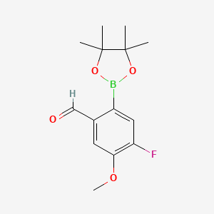 molecular formula C14H18BFO4 B15237035 4-Fluoro-5-methoxy-2-(4,4,5,5-tetramethyl-1,3,2-dioxaborolan-2-YL)benzaldehyde 