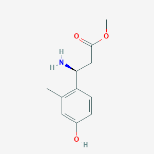 molecular formula C11H15NO3 B15237199 methyl (3S)-3-amino-3-(4-hydroxy-2-methylphenyl)propanoate 