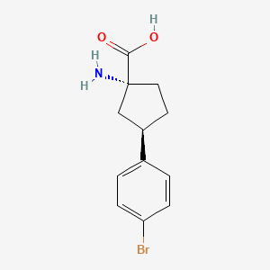 molecular formula C12H14BrNO2 B15237349 (1R,3R)-1-Amino-3-(4-bromophenyl)cyclopentane-1-carboxylic acid 