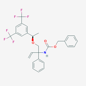 molecular formula C28H25F6NO3 B15237357 Benzyl ((S)-1-((R)-1-(3,5-bis(trifluoromethyl)phenyl)ethoxy)-2-phenylbut-3-EN-2-YL)carbamate 