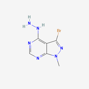 molecular formula C6H7BrN6 B1523751 3-bromo-4-hydrazinyl-1-methyl-1H-pyrazolo[3,4-d]pyrimidine CAS No. 1251925-46-8