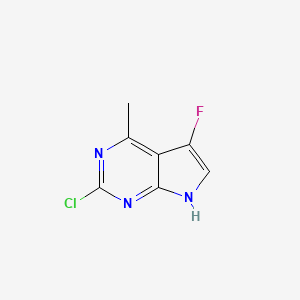 molecular formula C7H5ClFN3 B15237576 2-Chloro-5-fluoro-4-methyl-7H-pyrrolo[2,3-D]pyrimidine 