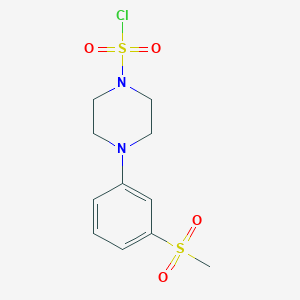 molecular formula C11H15ClN2O4S2 B15237616 4-(3-(Methylsulfonyl)phenyl)piperazine-1-sulfonyl chloride 