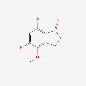 molecular formula C10H8BrFO2 B15237655 7-Bromo-5-fluoro-4-methoxy-2,3-dihydro-1H-inden-1-one 