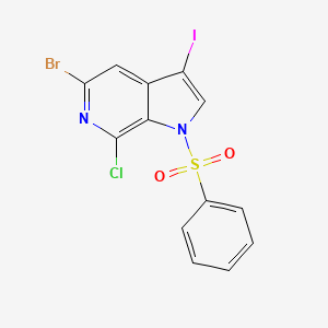 molecular formula C13H7BrClIN2O2S B1523768 5-Bromo-7-chloro-3-iodo-1-(phenylsulfonyl)-1H-pyrrolo[2,3-c]pyridine CAS No. 1305324-83-7