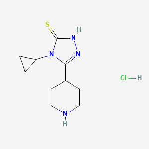molecular formula C10H17ClN4S B1523778 4-cyclopropyl-5-(piperidin-4-yl)-4H-1,2,4-triazole-3-thiol hydrochloride CAS No. 1158449-20-7