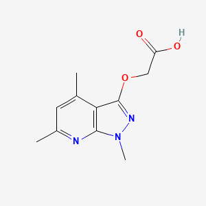 molecular formula C11H13N3O3 B1523783 2-({1,4,6-trimethyl-1H-pyrazolo[3,4-b]pyridin-3-yl}oxy)acetic acid CAS No. 1251924-75-0