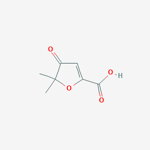 molecular formula C7H8O4 B15238195 5,5-Dimethyl-4-oxo-4,5-dihydrofuran-2-carboxylic acid 