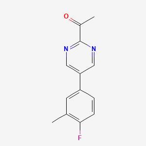 molecular formula C13H11FN2O B15238226 1-(5-(4-Fluoro-3-methylphenyl)pyrimidin-2-YL)ethan-1-one 