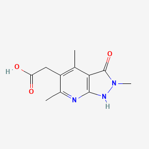 molecular formula C11H13N3O3 B1523823 2-{2,4,6-trimethyl-3-oxo-1H,2H,3H-pyrazolo[3,4-b]pyridin-5-yl}acetic acid CAS No. 1258641-03-0