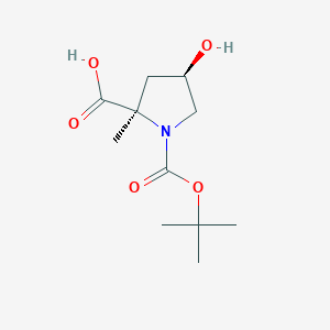 molecular formula C11H19NO5 B15238246 (2R,4R)-1-(tert-butoxycarbonyl)-4-hydroxy-2-methylpyrrolidine-2-carboxylic acid 