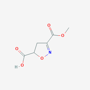 molecular formula C6H7NO5 B1523829 3-(Methoxycarbonyl)-4,5-dihydro-1,2-oxazole-5-carboxylic acid CAS No. 1251924-30-7