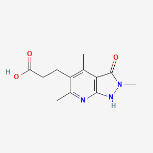 molecular formula C12H15N3O3 B1523830 3-{2,4,6-trimethyl-3-oxo-1H,2H,3H-pyrazolo[3,4-b]pyridin-5-yl}propanoic acid CAS No. 1258641-48-3