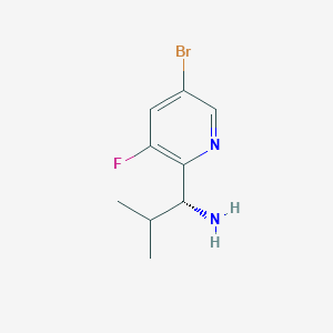 molecular formula C9H12BrFN2 B15238326 (1R)-1-(5-Bromo-3-fluoro(2-pyridyl))-2-methylpropylamine 