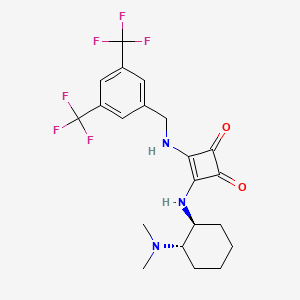 molecular formula C21H23F6N3O2 B15238443 3-((3,5-Bis(trifluoromethyl)benzyl)amino)-4-(((1S,2S)-2-(dimethylamino)cyclohexyl)amino)cyclobut-3-ene-1,2-dione 