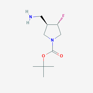 molecular formula C10H19FN2O2 B15238456 tert-Butyl(3R,4S)-3-(aminomethyl)-4-fluoropyrrolidine-1-carboxylate 