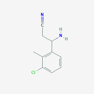 molecular formula C10H11ClN2 B15238458 3-Amino-3-(3-chloro-2-methylphenyl)propanenitrile 