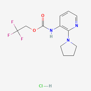 molecular formula C12H15ClF3N3O2 B1523866 2,2,2-trifluoroethyl N-[2-(pyrrolidin-1-yl)pyridin-3-yl]carbamate hydrochloride CAS No. 1311315-79-3