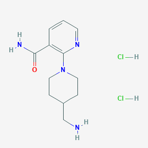 molecular formula C12H20Cl2N4O B1523868 2-[4-(Aminomethyl)piperidin-1-yl]pyridine-3-carboxamide dihydrochloride CAS No. 1333641-79-4